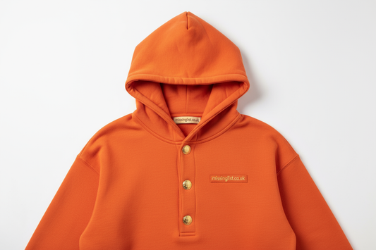 4 ky - Premium Orange Hoodie with Gold Buttons