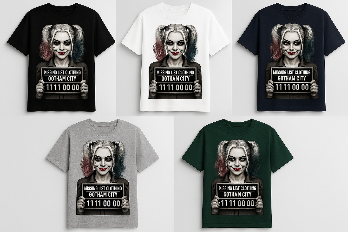 Unisex t-shirt mockups in various colors